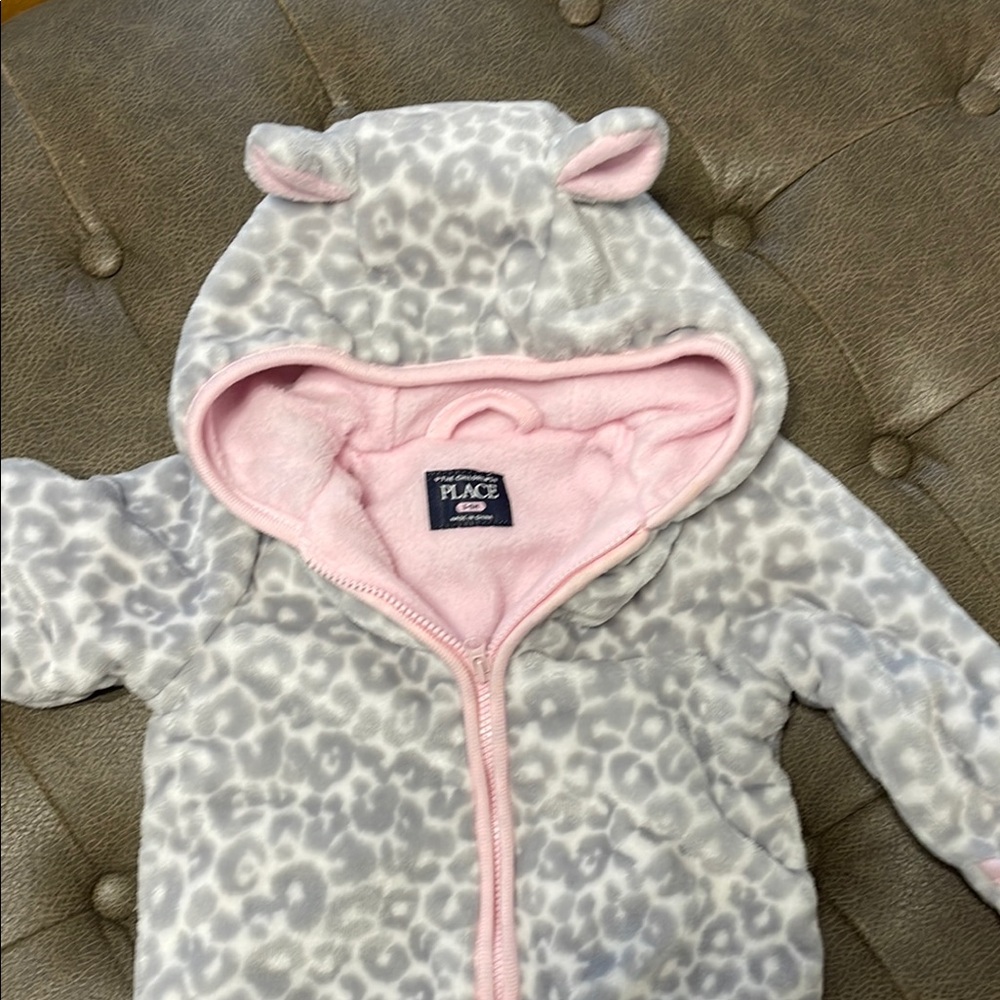 The Children's Place Gray and Pink Leopard One Piece
